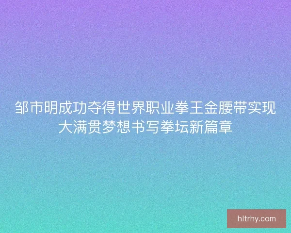 邹市明成功夺得世界职业拳王金腰带实现大满贯梦想书写拳坛新篇章